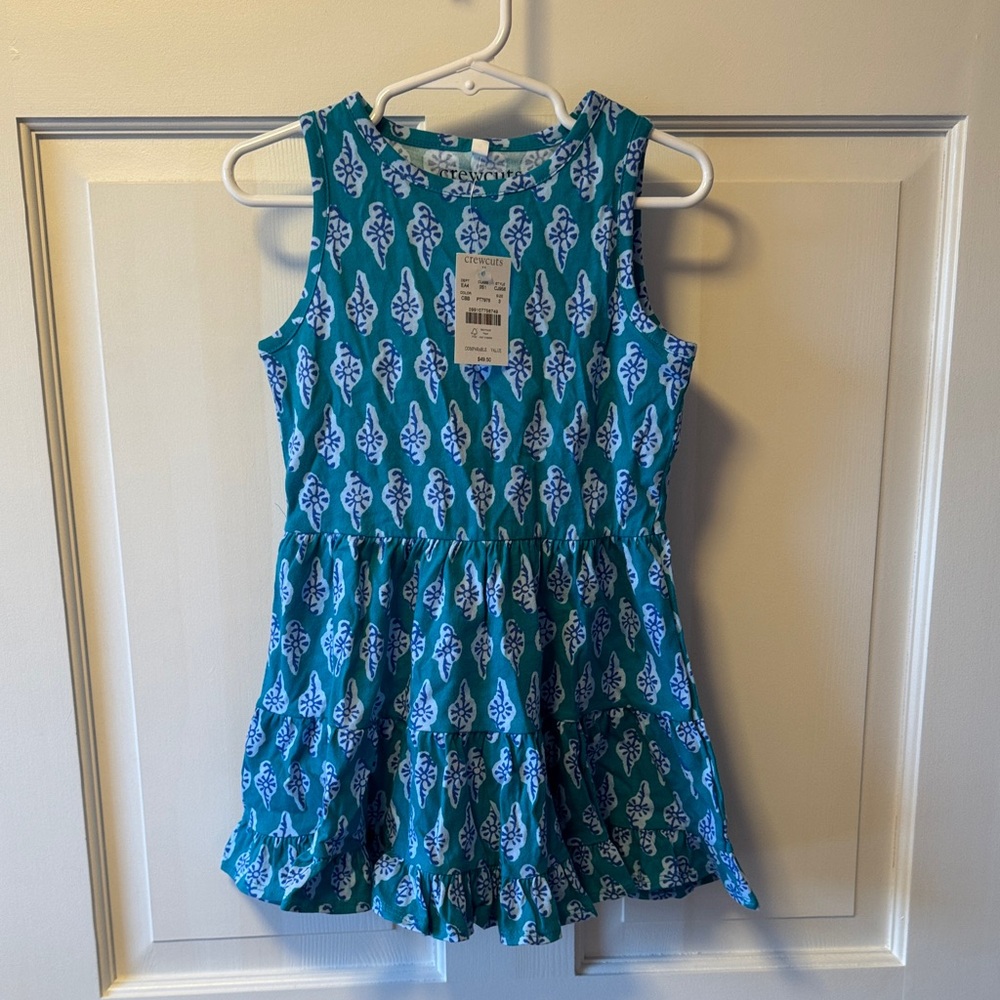 Crewcuts Turquoise and White Patterned Dress